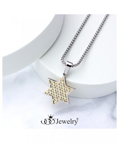 Exclusive Unisex Stainless Steel Star of David Necklace, 16-24 Inch Box Chain Silver & Gold 24 Inches $12.97 Necklaces