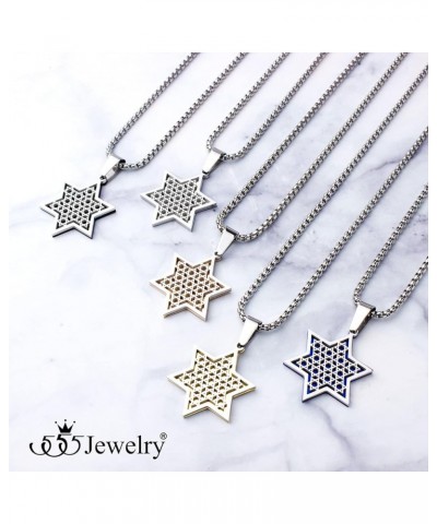 Exclusive Unisex Stainless Steel Star of David Necklace, 16-24 Inch Box Chain Silver & Gold 24 Inches $12.97 Necklaces