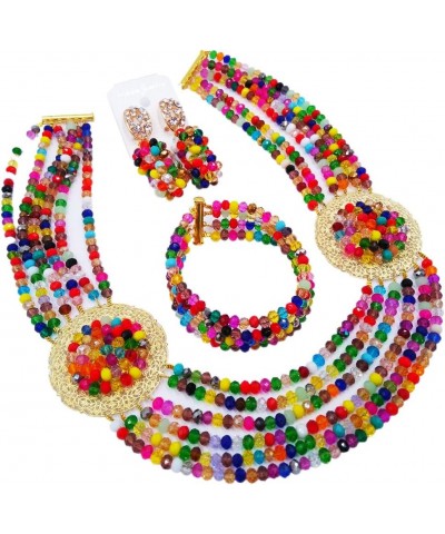 African Jewelry Sets for Women Nigerian Beads Jewelry Set Bridal and Earrings Multi Colors $16.80 Jewelry Sets