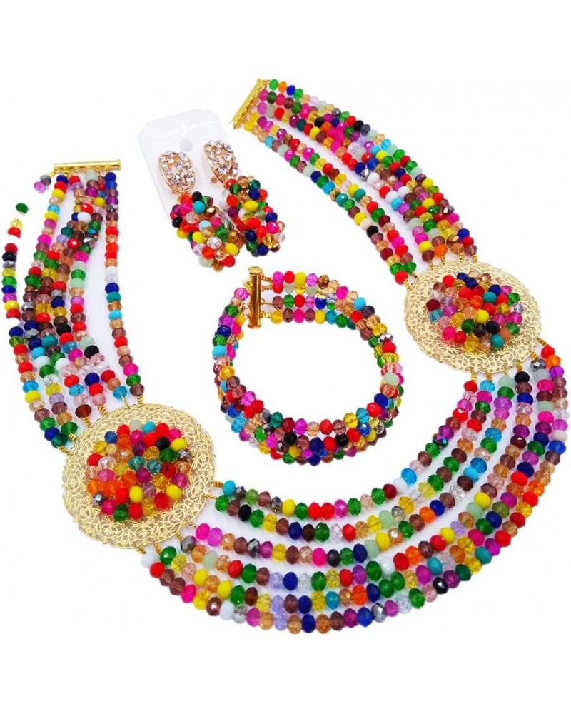 African Jewelry Sets for Women Nigerian Beads Jewelry Set Bridal and Earrings Multi Colors $16.80 Jewelry Sets