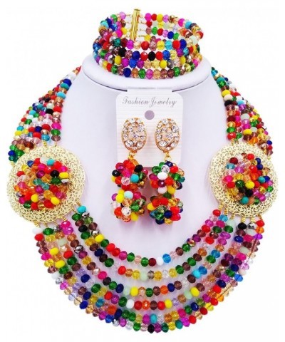 African Jewelry Sets for Women Nigerian Beads Jewelry Set Bridal and Earrings Multi Colors $16.80 Jewelry Sets