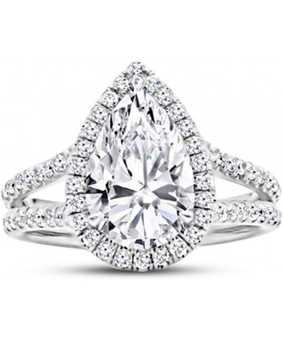 14K White Gold 1.5 Carat LAB GROWN DIAMOND Split Shank Pear Cut Diamond Engagement Ring (G-H Color VS1-VS2 Clarity 1 Ct Cente...