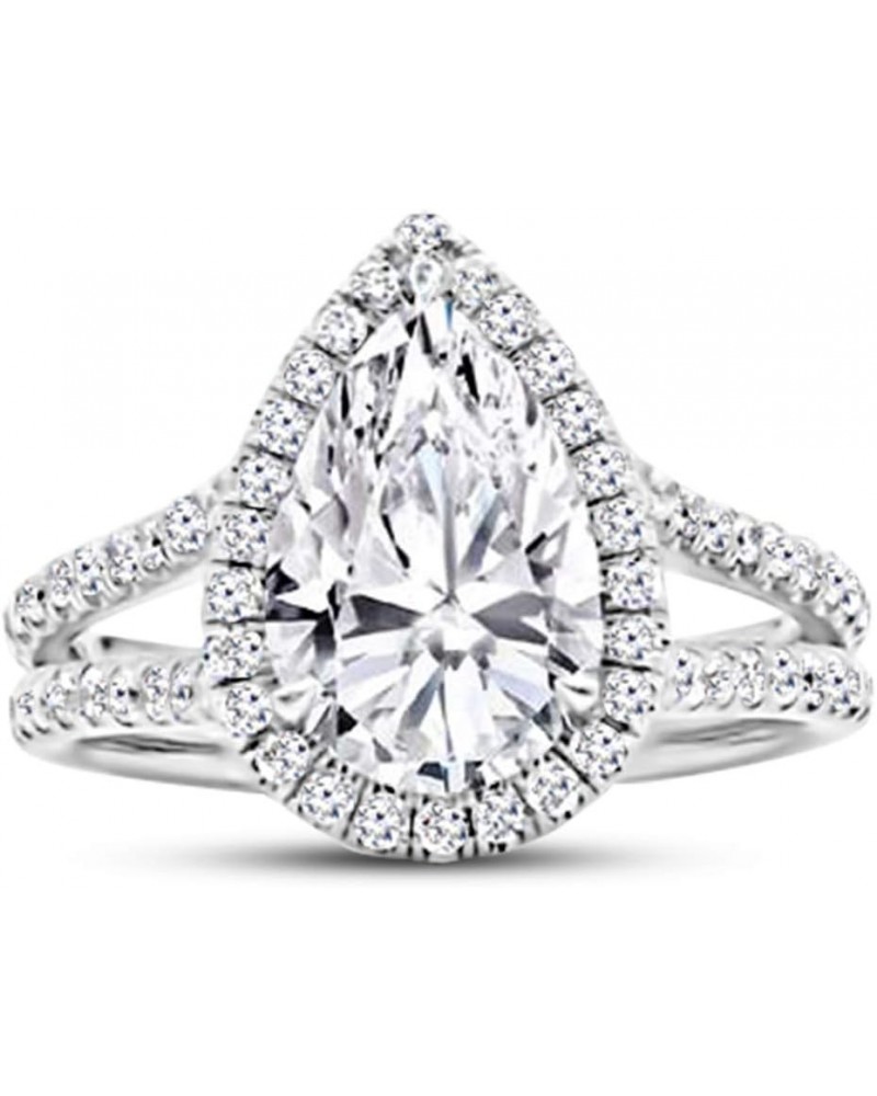 14K White Gold 1.5 Carat LAB GROWN DIAMOND Split Shank Pear Cut Diamond Engagement Ring (G-H Color VS1-VS2 Clarity 1 Ct Cente...