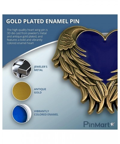 Heart with Angel Wings Enamel Lapel Pin – Enamel Heart Lapel Pin with Antique Gold or Nickel-Plated Angel Wings – Heart Wing ...