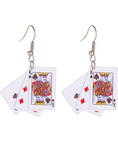 Poker Card Earrings for Women Girls Funny Colorful Resin Playing Card Irregular Dangle Drop Casual Asymmetric Earring Jewelry...