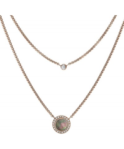 Women's Rose Gold-Tone Stainless Steel Pendant Chain Necklace for Women Rose Gold Gray Mother of Pearl $18.08 Necklaces