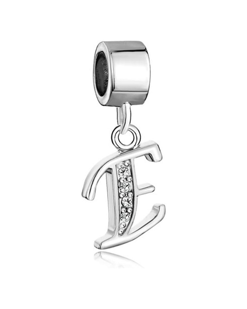 Pugster Silver Plated Letter Initial A-Z Dangle Alphabet Synthetic Crystal Bead Fits Charms Bracelet Letter E $7.31 Bracelets