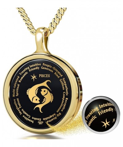 Pisces Necklace Zodiac Pendant for Birthdays 19th February to 20th March with Star Sign and Personality Characteristics Inscr...