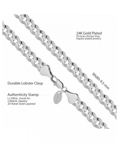 Cuban Link Chain Necklace 24k Gold Plated for Men and Women (6mm & 9.5mm) 26 inches 9.5mm Cuban Link Chain White Gold $40.87 ...