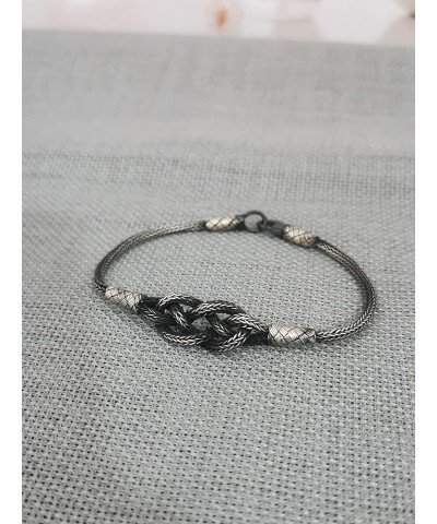 Sterling silver kinitted bracelet, Love Knot Bracelet, Bracelets for men and women, Oxidized vikings bracelet oxidized silver...