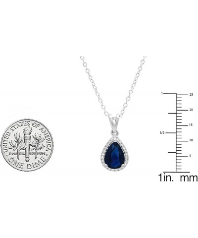 14K 9X6 MM Pear Gemstone & Round Diamond Ladies Teardrop Pendant (Silver Chain Included), White Gold Blue Sapphire $58.90 Nec...