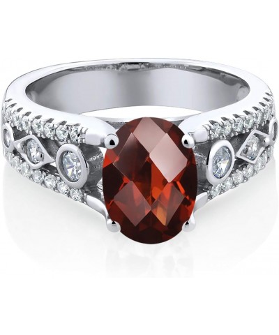 925 Sterling Silver Checkerboard Red Garnet Women Engagement Ring (1.96 Cttw, Gemstone Birthstone, Available In Size 5, 6, 7,...