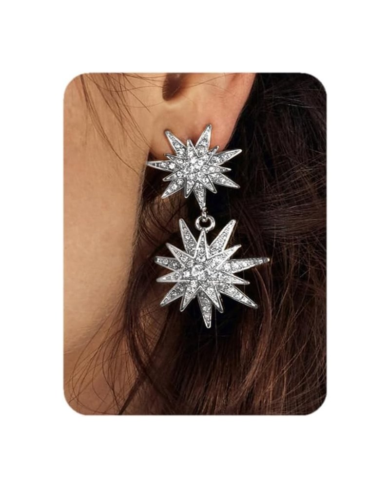 Star Earrings Rhinestone Hollow Star Dangle Earrings Long Double Star Stud Earrings Jewelry for Women Style2 Silver alloy $5....