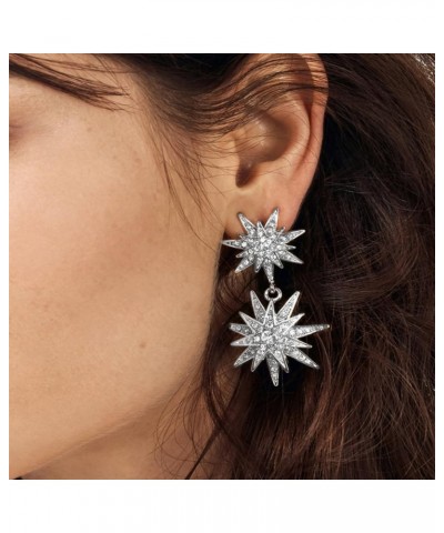 Star Earrings Rhinestone Hollow Star Dangle Earrings Long Double Star Stud Earrings Jewelry for Women Style2 Silver alloy $5....