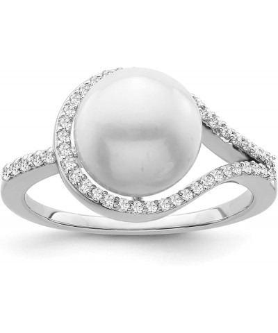 10K Gold or Silver Diamond and Freshwater Cultured Pearl Ring (1/5 cttw, I-J Color, I2-I3 Clarity) white-gold $50.75 Rings