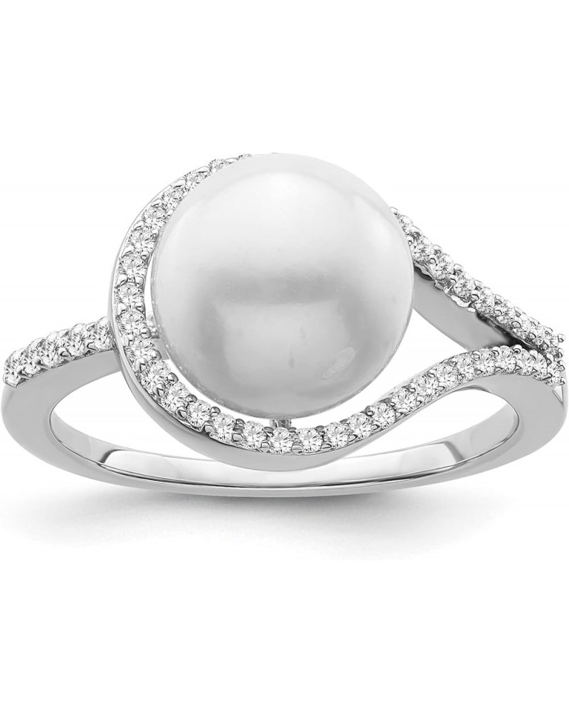 10K Gold or Silver Diamond and Freshwater Cultured Pearl Ring (1/5 cttw, I-J Color, I2-I3 Clarity) white-gold $50.75 Rings