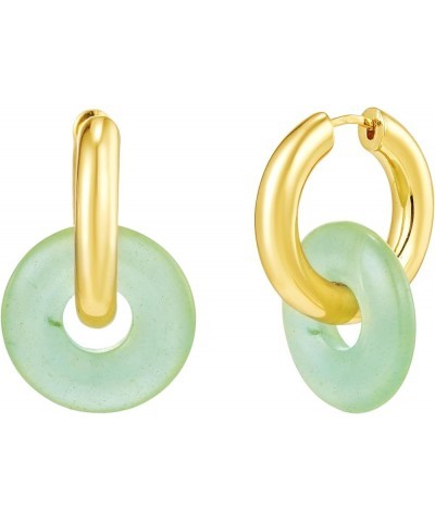 Jade Chunky 18K Gold Dangle Drop Hoop Huggie Earrings for Women Gift for Her 01-Clara Jade Yellow Gold $13.89 Earrings