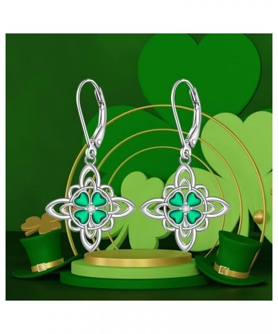 Dog Celtic Shamrock Moonstone Clip Earrings Weird Sterling Silver Dangle Earrings for Women Piercing CZ Earring Safety Pin Sh...