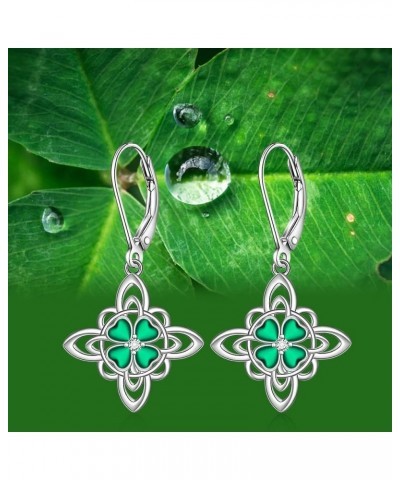 Dog Celtic Shamrock Moonstone Clip Earrings Weird Sterling Silver Dangle Earrings for Women Piercing CZ Earring Safety Pin Sh...