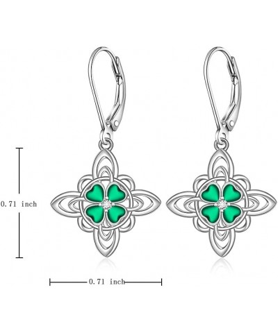 Dog Celtic Shamrock Moonstone Clip Earrings Weird Sterling Silver Dangle Earrings for Women Piercing CZ Earring Safety Pin Sh...