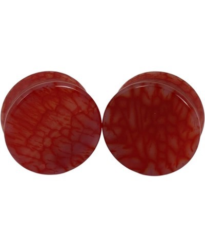 Pair of Red Dragon Vein Agate Stone Plugs (STN-753) 9/16" (14mm) $10.19 Body Jewelry