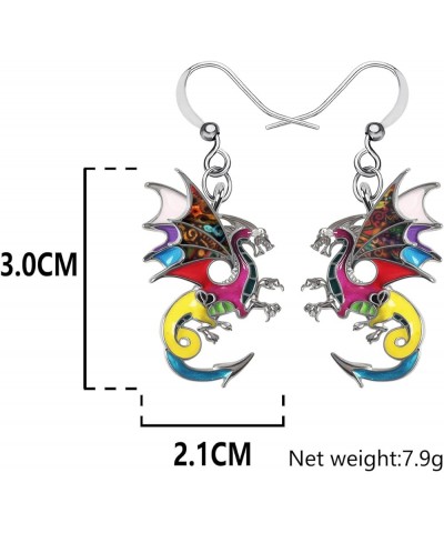 Enamel Alloy Dragon Earrings Fantasy Dinosaur Drop Dangle Fashion Jewelry For Women Girls Charm Gift Multi $8.31 Earrings