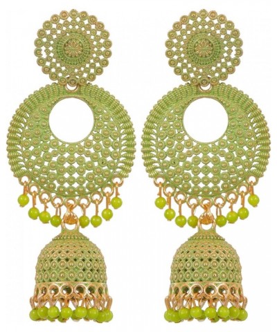 Bollywood Traditional Indian Wedding Gold Plated Red Chandbali Jhumka Jhumki Earrings for women/girls Light Green $10.66 Earr...