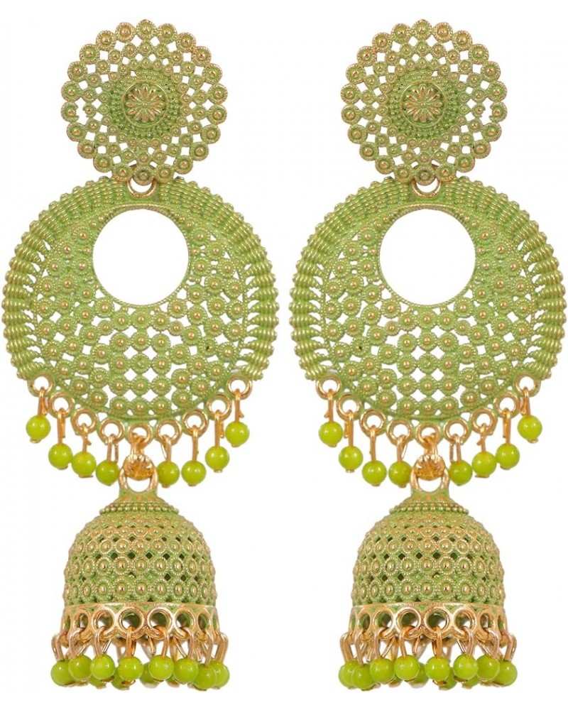 Bollywood Traditional Indian Wedding Gold Plated Red Chandbali Jhumka Jhumki Earrings for women/girls Light Green $10.66 Earr...