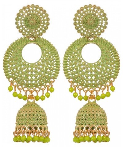 Bollywood Traditional Indian Wedding Gold Plated Red Chandbali Jhumka Jhumki Earrings for women/girls Light Green $10.66 Earr...