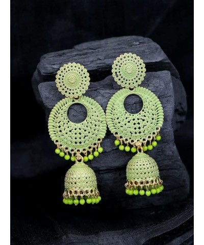 Bollywood Traditional Indian Wedding Gold Plated Red Chandbali Jhumka Jhumki Earrings for women/girls Light Green $10.66 Earr...