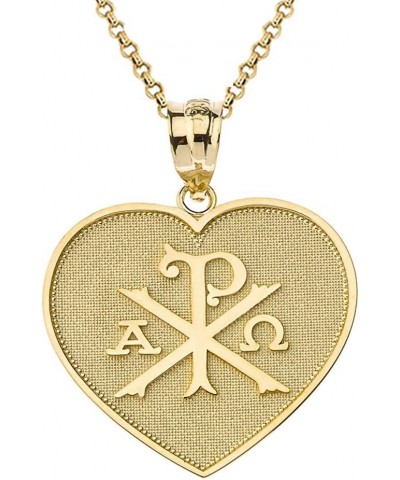 Exquisite 10k Gold Chi Rho Alpha Omega Symbol Heart Shaped Pendant Necklace Yellow Gold 18.0 Inches $98.89 Necklaces