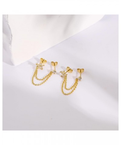 Chain Earrings for Women Gold Chain Earrings Handpicked 14k gold stud earrings Jewelry Gifts $9.17 Earrings