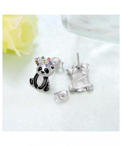 Axolotl/Highland Cow/Panda/Giraffe Stud Earrings 925 Sterling Silver Cute Animal Earrings with with Colored Zircon Animal Jew...