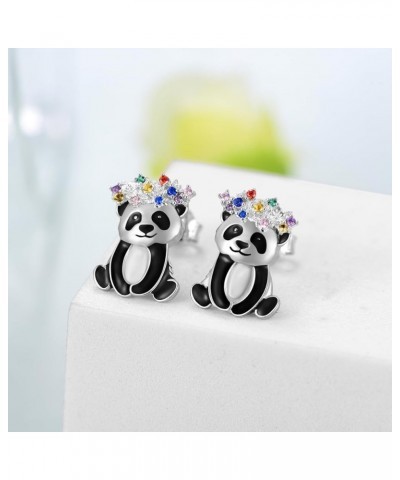 Axolotl/Highland Cow/Panda/Giraffe Stud Earrings 925 Sterling Silver Cute Animal Earrings with with Colored Zircon Animal Jew...