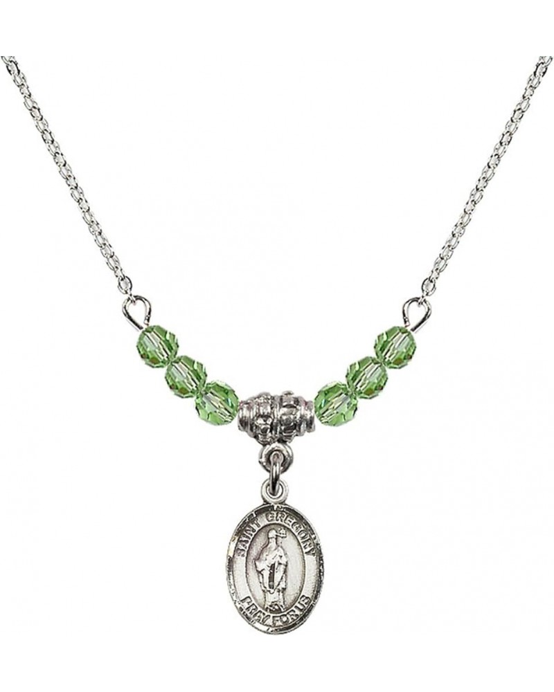 August Birth Month Bead Necklace with Catholic Patron Saint Petite Charm, 18 Inch Saint Gregory the Great $33.24 Necklaces