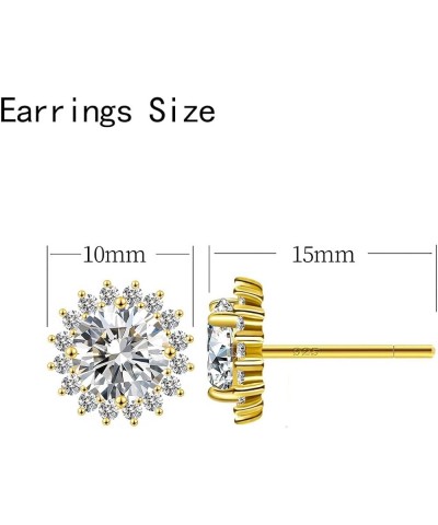 14K Gold Plated Heart Artificial Diamond Halo Earrings - Women's Birthday Gift - Gold, Platinum, and Gold Advanced Cubic Zirc...