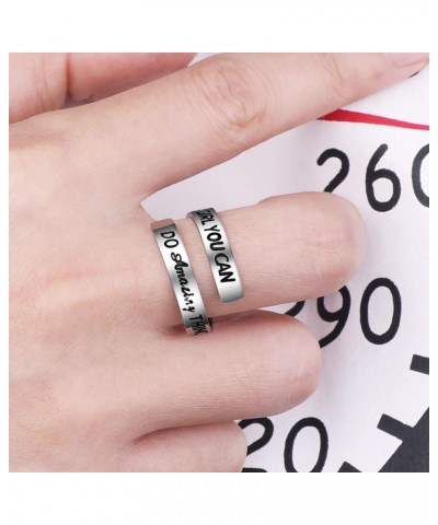 Silver Keep Going Ring Inspirational Jewelry Stainless Steel Engraving Size Adjustable Personality Encouragement Gift for Wom...