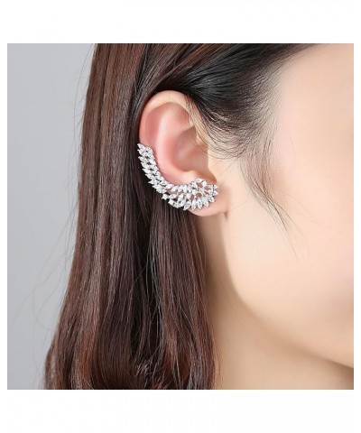 White Gold Plated Cubic Zirconia Leaf Shaped Chandelier Swarovski Elements Crystal Rhinestone Flower Stud Earrings Fashion Je...