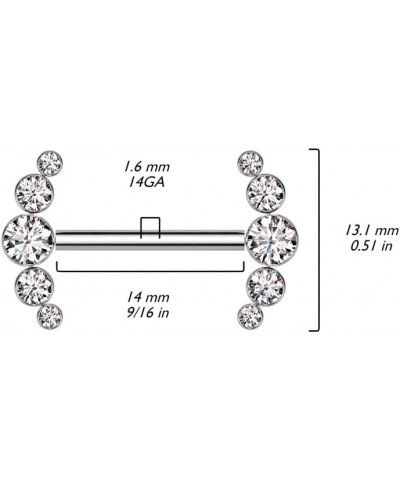 Dynamique Implant Grade Titanium Threadless Push In Nipple Barbell With 5 Bezel Set CZ Ends (Sold Per Pair Or Per Piece) Gold...