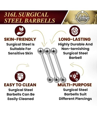 3Pcs Surgical Steel 20g-14g Barbell Earrings Piercing Jewelry Helix Eyebrow Daith Cartilage Tragus Rook More Choices C07-3pcs...