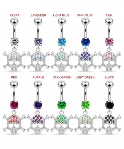 Fancy Danger Skull Dangling 925 Sterling Silver with Stainless Steel Belly Button Navel Rings Red $14.36 Body Jewelry