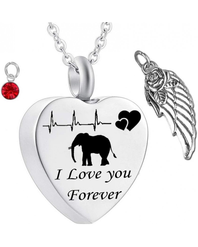 misyou Memories Angel Wings Heart Pendant Urn Necklace for Ashes Cremation Elephant Memorial Keepsake 12 Colors Birthstones J...