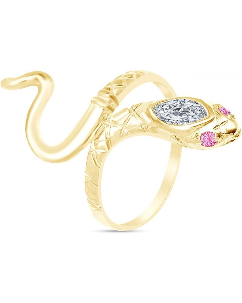 14k Yellow Gold Over Sterling Silver Simulated Birthstone With Cubic Zirconia Snake Band Ring Jewelry For Ladies Tourmaline $...