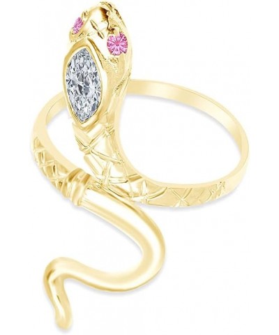 14k Yellow Gold Over Sterling Silver Simulated Birthstone With Cubic Zirconia Snake Band Ring Jewelry For Ladies Tourmaline $...