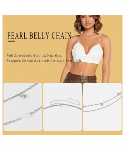 Layered Beads Waist Chain Multilayer Bead Belly Chain Pearl Body Jewelry Accessories for Women and Girls (Gold/Silver) Silver...