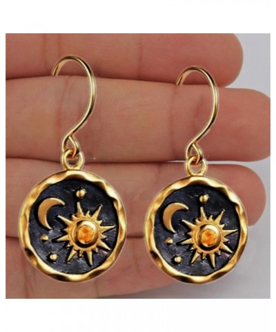 Journey Studio Sun Moon Dangle Earrings Round Pendant Drop Earring Bohemian Hook Earring Statement Earrings for Women Girls G...