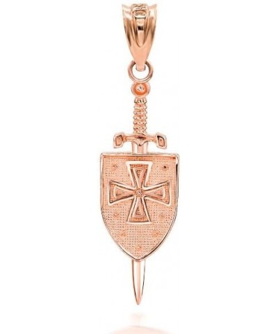 3D Saint Michael Sword & Shield Cross Pendant Necklace 14K Gold 14K Rose Gold $70.39 Necklaces