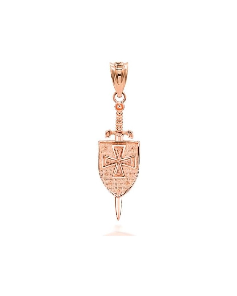 3D Saint Michael Sword & Shield Cross Pendant Necklace 14K Gold 14K Rose Gold $70.39 Necklaces