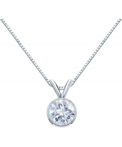 18K Gold Round Bezel-set Solitaire Moissanite Pendant Necklace (1/2 to 3 1/2ct TGW, White) 16 to 18-inch White Gold 3.5 carat...