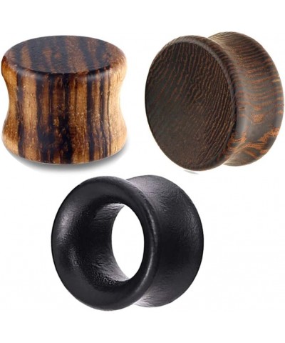 3 Pairs Gauges For Ears Wood Saddle Fit Solid Organic Ear Plug Gauges Double Flared Wooden Ear Tunnels Stretcher Punk Piercin...